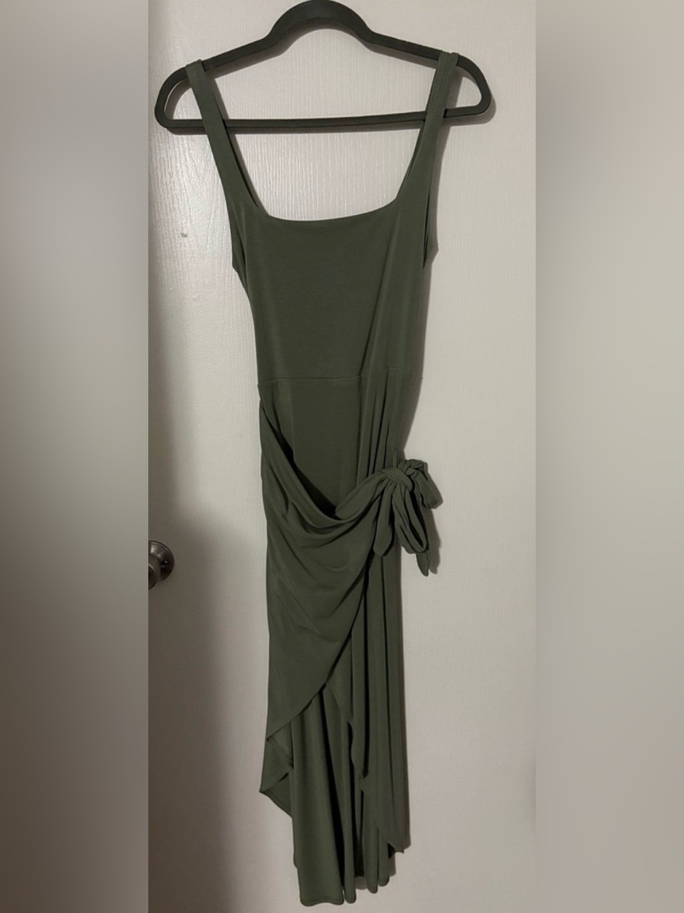 Olive Green Sleeveless Wrap Maxi Dress